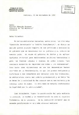 Carta del Presidente Patricio Aylwin Azócar dirigida al Señor Agustín Edwards Eastman, Director de El Mercurio
