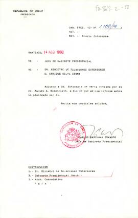 [Carta del Jefe de Gabinete Presidencial al Ministro de Relaciones Exteriores]