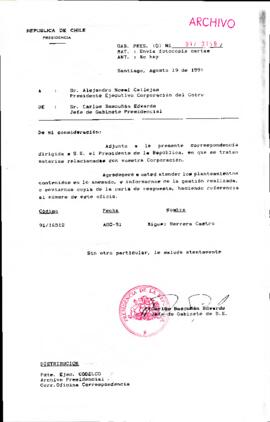 [Se adjunta correspondencia a Presidente Ejecutivo Corporación del Cobre]