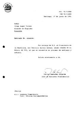 [Carta de respuesta del Jefe de Gabinete Presidencial dirigida al Alcalde de Coquimbo]