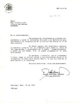 [Carta de respuesta a invitación del Presidente de Clínica Las Nieves]