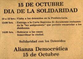 15 de Octubre Día de la Solidaridad