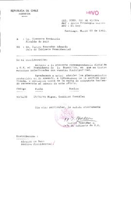 [Oficio  Gab. Pres. Ord. N° 0964 de Jefe de Gabinete Presidencial, remite copia de carta que se indica]
