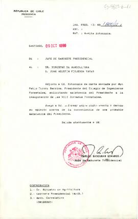 [Carta del Jefe de Gabinete Presidencial a Ministro de Agricultura, Juan Agustín Figueroa]