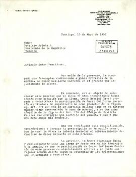 Carta del sr. Luis E. Arévalo Cunich dirigida al Señor Patricio Aylwin A. Presidente de la República
