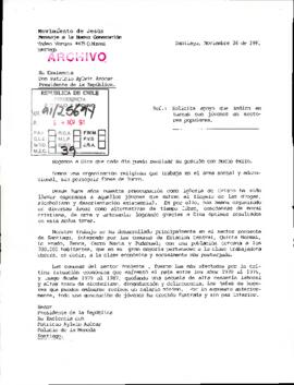 [Solicitud de apoyo para organización religiosa]
