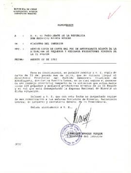 [Remite carta de PDC de Antofagasta sobre situación de minería en II región]