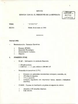 Minuta Reunión con S.E. El Presidente de la República - Tema: CORFO