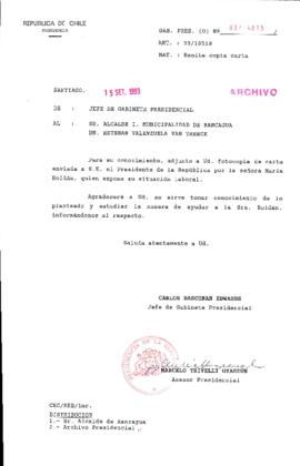 [Oficio  Gab. Pres. Ord. N° 4815 de Jefe de Gabinete Presidencial, remite copia de carta que se indica]
