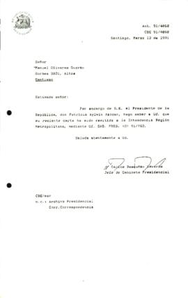Carta remitida a la Intendencia Región Metropolitana,