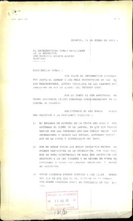 [Fax solicita gesión en relación a la veda de "loco"]