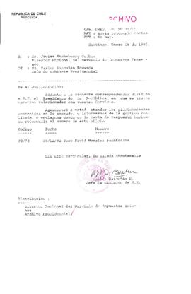 [Oficio Gab. Pres. Ord. N° 0011 de Jefe de Gabinete Presidencial, remite copia de carta]