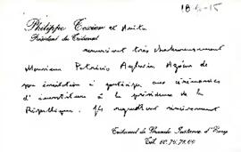 Carta desde el Tribunal de Grande Instance d' Evry, de su Presidente, sr. Philippe TEXIER, dirigida a Monsieur Patricio Aylwin Azócar