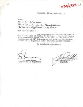 [Invitación a conmemoración del 82° Natalicio de Salvador Allende]