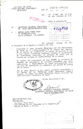 [Informa sobre readecuación de planta de personal en Municipalidad de la Pintana]