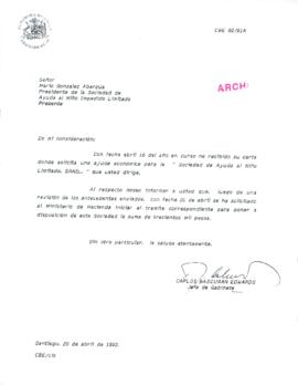 [Carta de Jefe de Gabinete de la Presidencia a Presidente de la Sociedad de Ayuda al Niño Impedido Limitado]