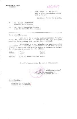 [Oficio  Gab. Pres. Ord. N° 0369 de Jefe de Gabinete Presidencial, remite copia de carta que se indica]