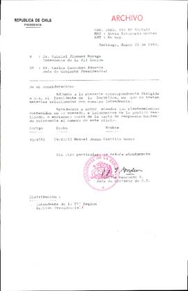 [Carta del Jefe de Gabinete de la Presidencia a Intendente de la VII Región]