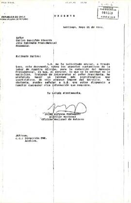 Documento de Oficina Nacional de Retorno para mensaje presidencial de 1993.