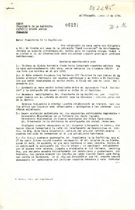 Carta desde el Comité de los sin casa del sector centro de Antofagasta, dirigida al sr. Presidente de la República Patricio Aylwin Azócar