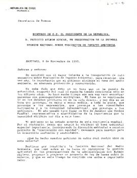 Discurso de s.e. el presidente de la república, D. Patricio Aylwin Azócar, en inauguración de la primera reunión nacional sobre evaluación de impacto ambiental.