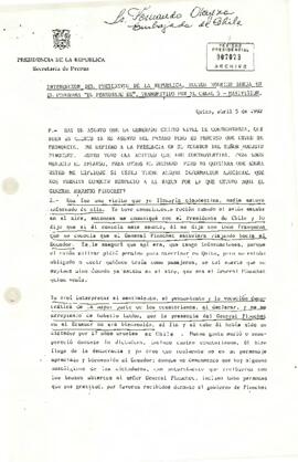 Intervención del Presidente de la República [del Ecuador] Doctor Rodrigo Borja en el Programa El Personaje es, Transmitido por el Canal 5, Maxivisión