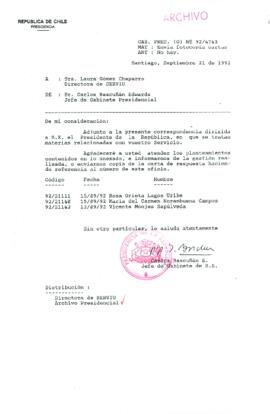 [Oficio Ord. N° 4743 de Jefe de Gabinete Presidencial, remite copia de carta]