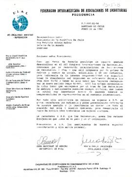[Carta de Federación Interamericana de Asociaciones de Secretarias]