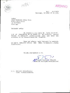 Carta remitida mediante oficio GAB. PRES. 91/0004461 a dicha institución
