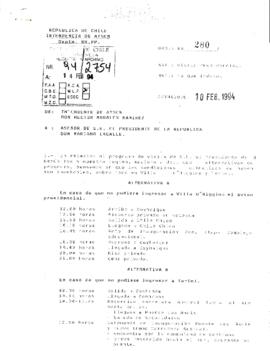 [Oficio Ord. N° 280 de Intendente de Aysen, informa]