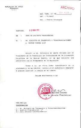 [Se remite fotocopia de correspondencia a Ministro de Transporte]
