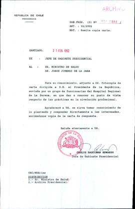 [Oficio Ord. N° 888 de Jefe de Gabinete Presidencial,  remite fotocopia de carta]