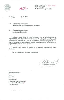 [Remite copia de carta enviada a S.E. el Presidente de la República por el Presidente de la Confederación Nacional del Comercio Detallista de Chile]