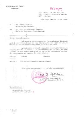[Oficio  Gab. Pres. Ord. N° 1105 de Jefe de Gabinete Presidencial, remite copia de carta que se indica]