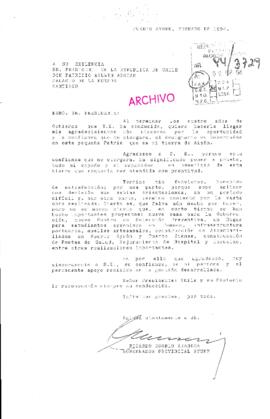 [Carta de agradecimientos del Gobernador Provincial de Aysén]