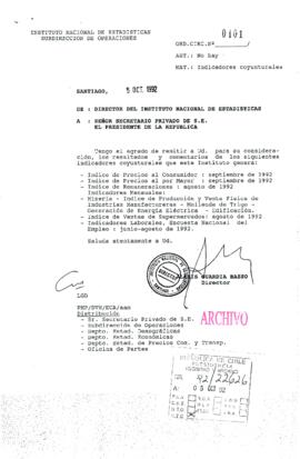 [Oficio Ord. Circ.  Nº 101 de Director de INE, remite indicadores coyunturales]