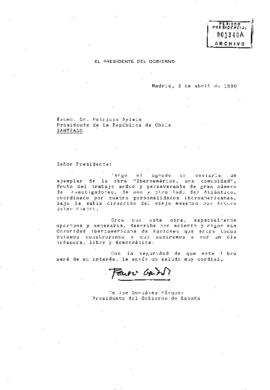[Carta del Presidente del Gobierno de España al Presidente Patricio Aylwin]