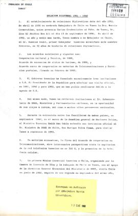 Relaciones Bilaterales 1991- 1992.