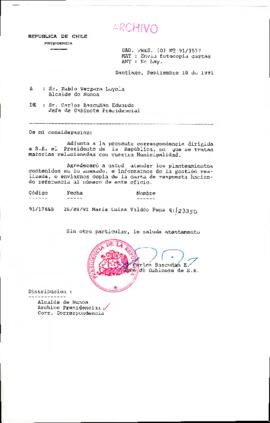 [Se adjunta correspondencia a Alcalde de Ñuñoa]