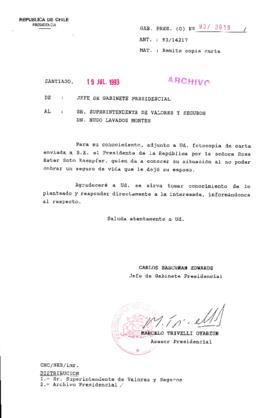 [Oficio Gab. Pres. Ord. N° 3619 de  Jefe de Gabinete Presidencial, remite copia de carta que se indica]