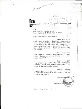 [Saludo de Corporación Municipal de Valparaiso para el Desarollo Social  al cumplirse un año de gobierno de Aylwin]