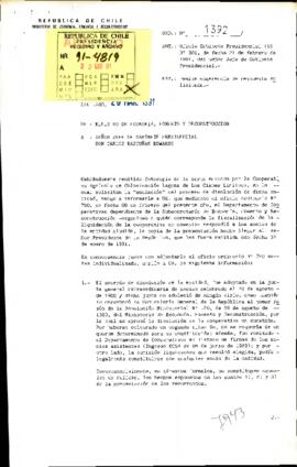 Carta solicicta disolución de la Cooperativa Agrícola de Colonización Laguna de Los Cisnes Limitada
