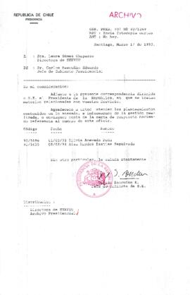 [Oficio Gab. Pres. Ord. N° 1249 de Jefe de Gabinete Presidencial, remite copia de carta que se indica]