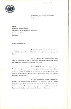 Carta desde el Senado de la República de Chile, de la Senadora Laura Soto González, dirigida al Presidente de la República de Chile, sr. Patricio Aylwin Azócar