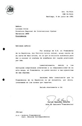 [Carta de respuesta a Sr. Liliana Avila  por solicitud de Audiencia]