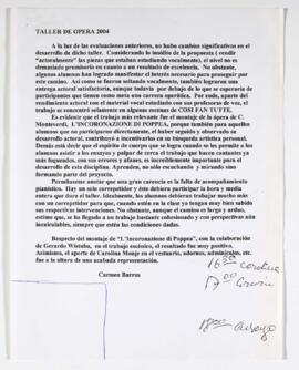 Informe sobre Taller de opera 2004