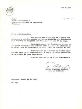 Carta de Carlos Bascuñan al Presidente de la Asociación Chilena de Seguridad