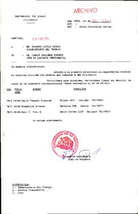 [Se remite fotocopia de correspondencia a Subsecretario del Trabajo]