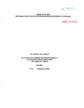 [Documento de trabajo: El conflicto laboral de Chuquicamata y su relación con la situación de Codelco-Chile]