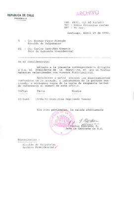 [Carta del Jefe de Gabinete de la Presidencia a Alcalde de Valparaíso]